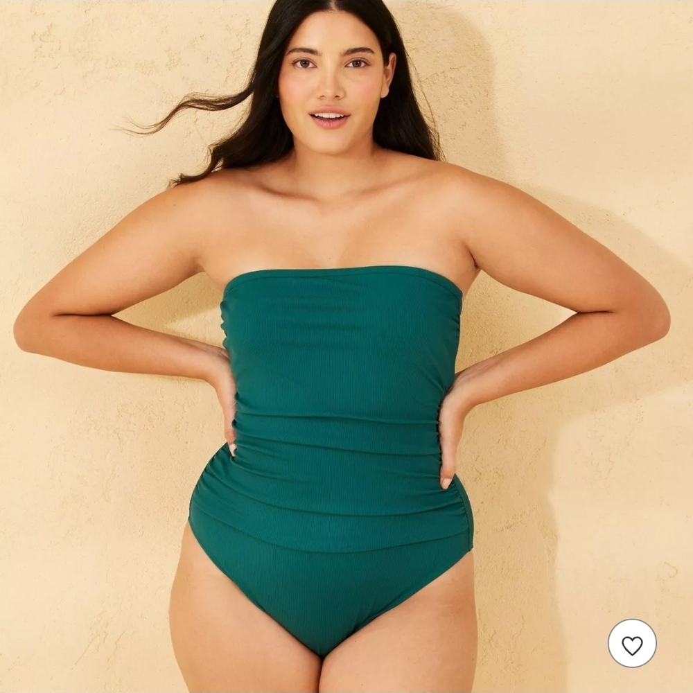 Shade & Shore Teal Strapless One-Piece Swimsuit